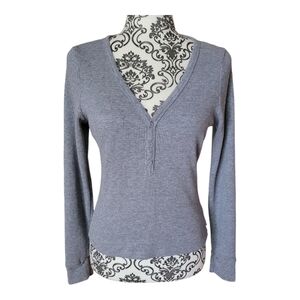 Aritzia TNA waffle knit Henley long sleeve shirt size large